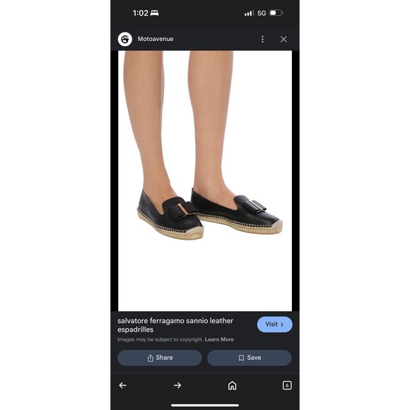 Ferragamo Black Sannio Leather Bow Espadrilles Size 8 - Picture 8 of 8